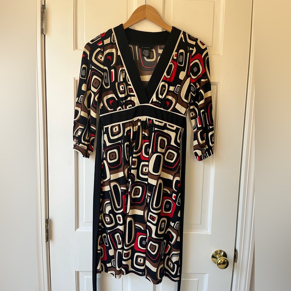 Vintage Geometric Print Dress
